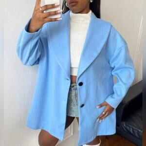 Women's Blue Oversized Coat Shein Plus Blue Coat